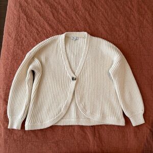 Madewell Shirttail Cardigan Sweater S Cream Ivory Ribbed Knit Cotton Blend